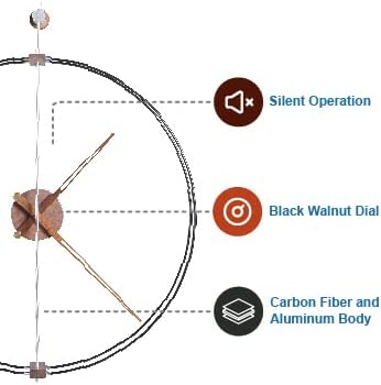 Minimalist Large Wall Clock – 24 Inch / 60CM Decorative Metal Ring with Wooden Center, Silent Movement, Modern Design for Living Room, Dining Room, Study, and Office