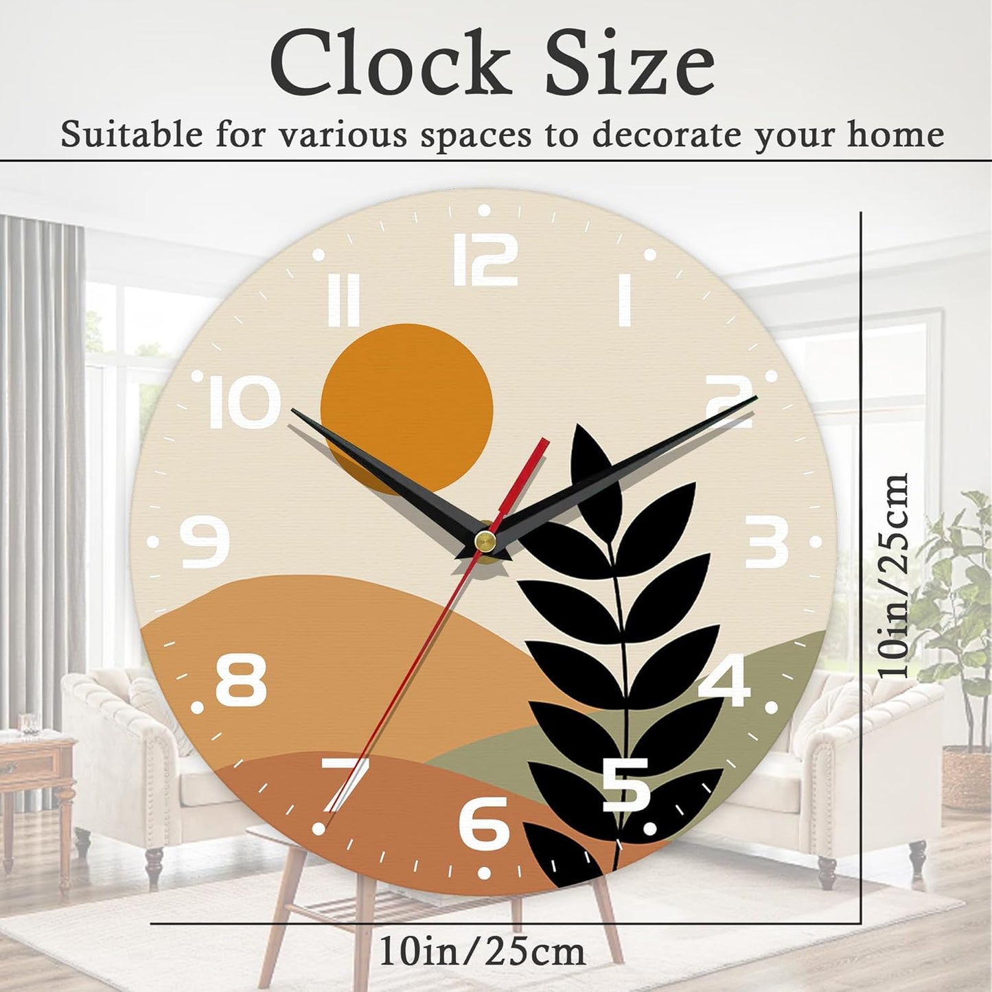 Silent Creative Wall Clock – 10 Inch / 25CM Decorative Clock for Living Room, Bedroom, Study, Dining Room, and Office