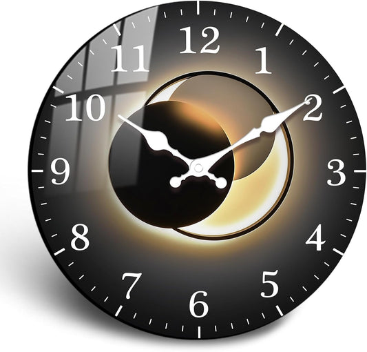 Creative Artistic Pattern Silent Wall Clock – 10 Inch / 25.4CM Black Gradient Decorative Round Clock for Living Room, Bedroom, Study, Dining Room, and Office