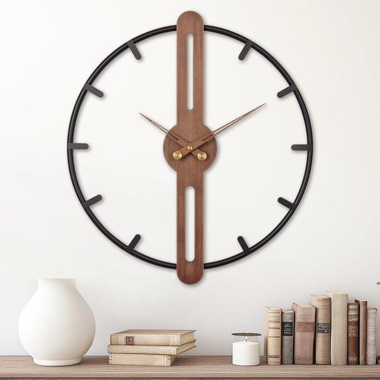 Nordic Minimalist Wooden Wall Clock – Large 16 Inch / 40CM Modern Silent Wall Clock, Decorative Timepiece for Living Room, Bedroom, Office, and Study