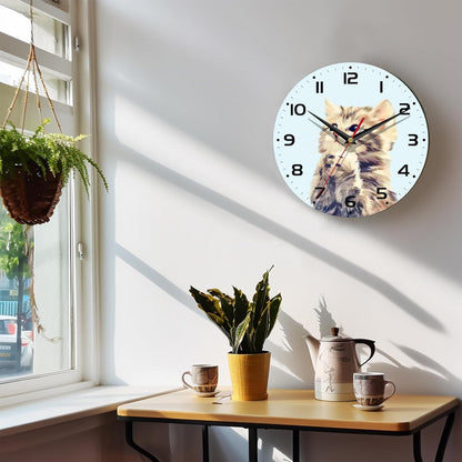 Silent Creative Wall Clock – 10 Inch / 25CM Decorative Clock with Cute Cat Design for Living Room, Bedroom, Study, Dining Room, and Office