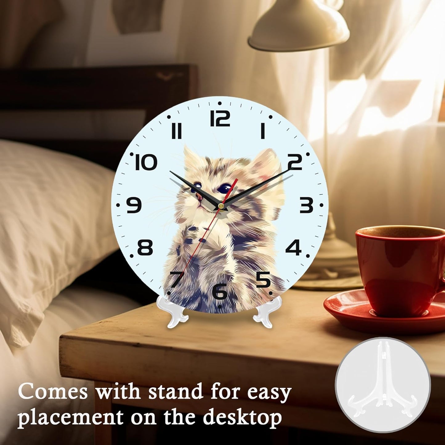 Silent Creative Wall Clock – 10 Inch / 25CM Decorative Clock with Cute Cat Design for Living Room, Bedroom, Study, Dining Room, and Office