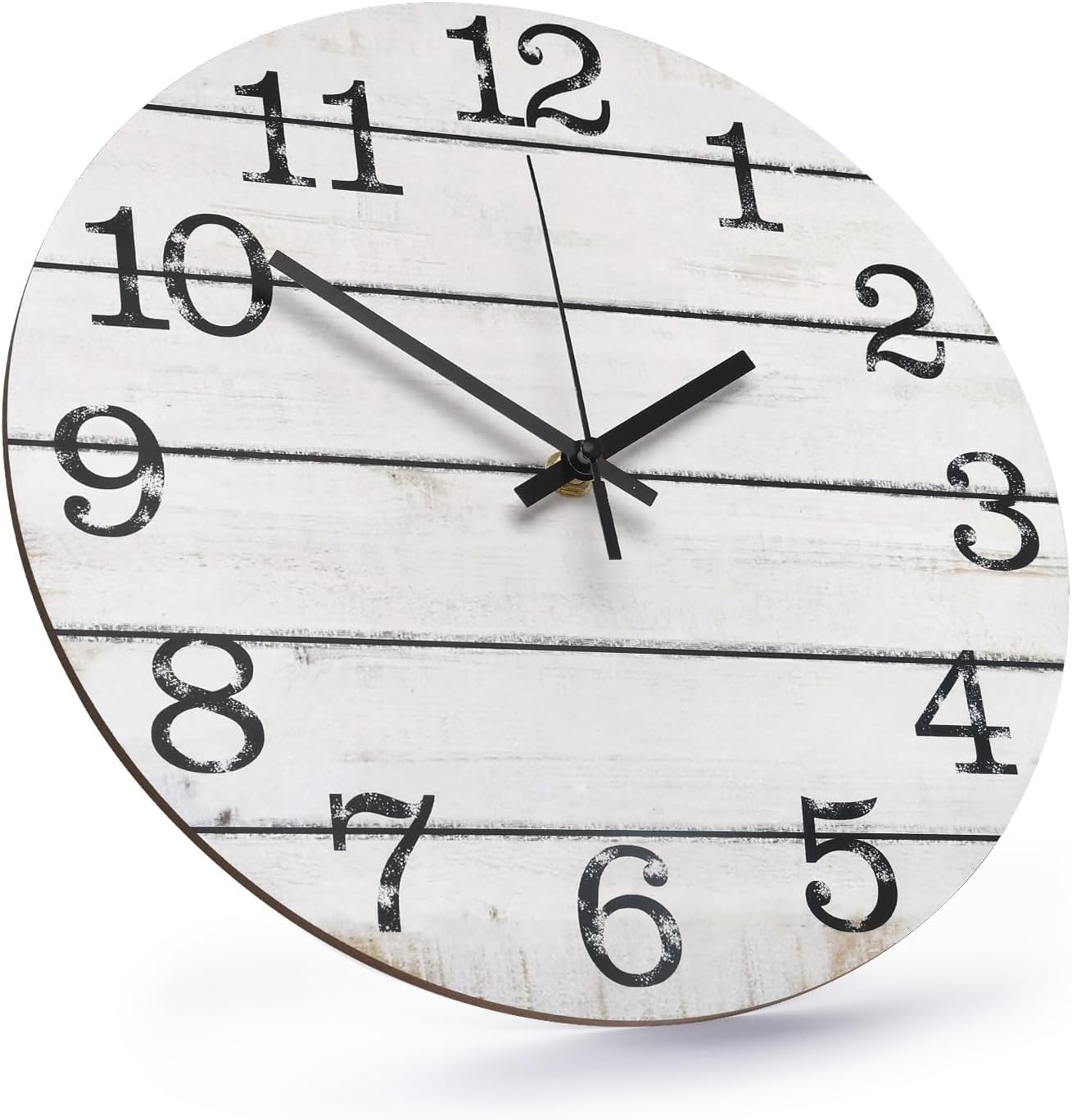 Wood Grain Silent Wall Clock – 12 Inch / 30CM Decorative Round Clock with Clear Numbers for Living Room, Bedroom, Study, Dining Room, and Office