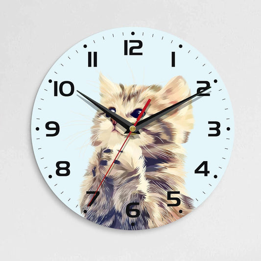 Silent Creative Wall Clock – 10 Inch / 25CM Decorative Clock with Cute Cat Design for Living Room, Bedroom, Study, Dining Room, and Office