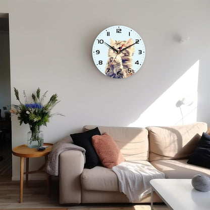 Silent Creative Wall Clock – 10 Inch / 25CM Decorative Clock with Cute Cat Design for Living Room, Bedroom, Study, Dining Room, and Office