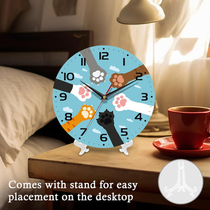 Silent Creative Wall Clock – 10 Inch / 25CM Decorative Clock with Cute Cat Paw Design for Living Room, Bedroom, Study, Dining Room, and Office