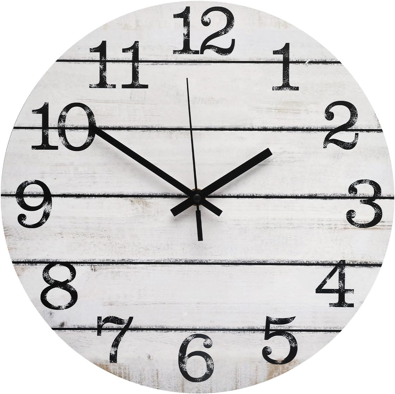 Wood Grain Silent Wall Clock – 12 Inch / 30CM Decorative Round Clock with Clear Numbers for Living Room, Bedroom, Study, Dining Room, and Office