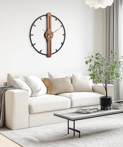 Nordic Minimalist Wooden Wall Clock – Large 16 Inch / 40CM Modern Silent Wall Clock, Decorative Timepiece for Living Room, Bedroom, Office, and Study