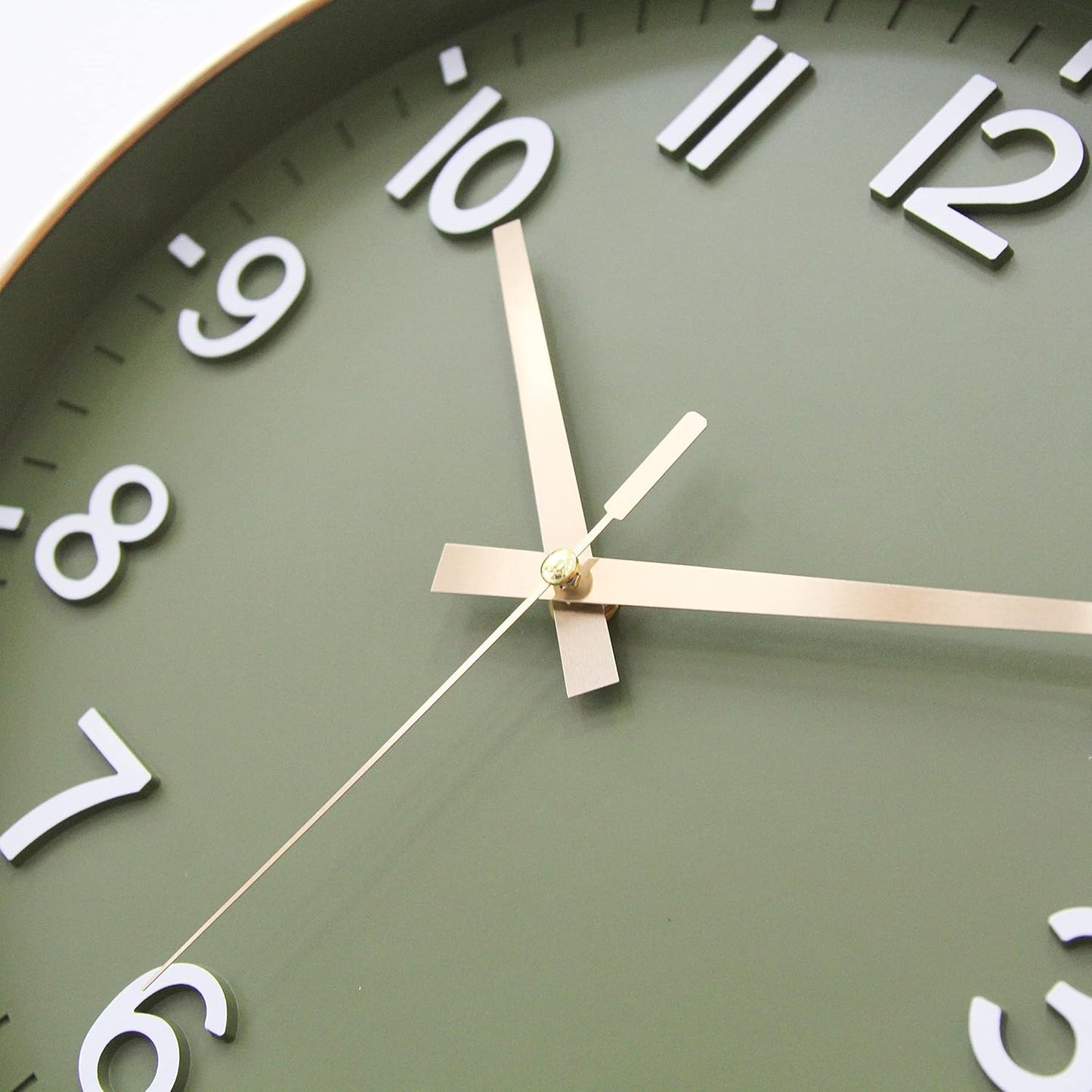 12 - Inch Olive Green Wall Clock with Gold Accents: A Fusion of Style and Function