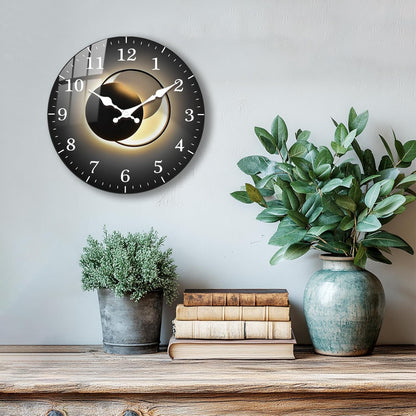 Creative Artistic Pattern Silent Wall Clock – 10 Inch / 25.4CM Black Gradient Decorative Round Clock for Living Room, Bedroom, Study, Dining Room, and Office