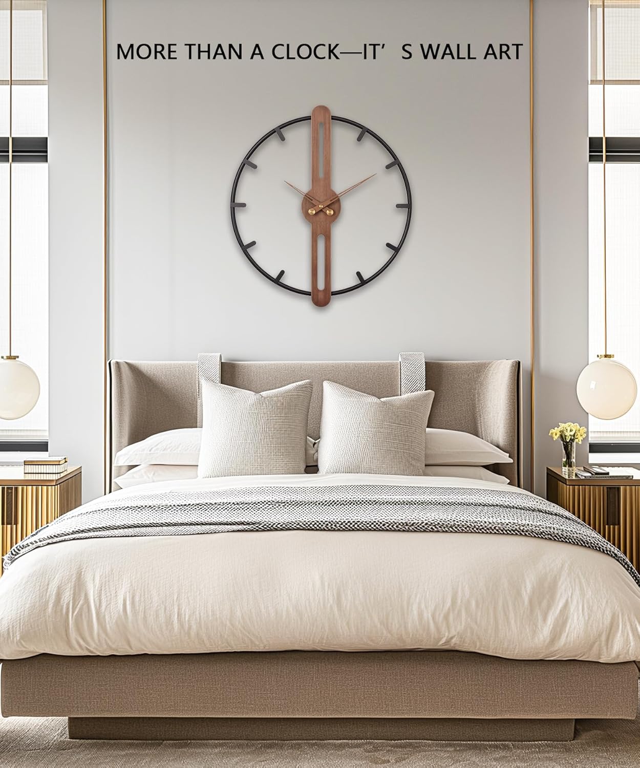Nordic Minimalist Wooden Wall Clock – Large 16 Inch / 40CM Modern Silent Wall Clock, Decorative Timepiece for Living Room, Bedroom, Office, and Study